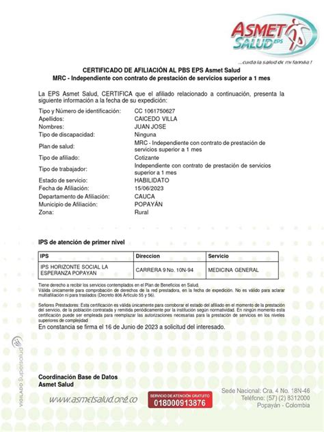 certificado de asmet salud|Asmet Salud EPS: Afiliación por Internet, citas,。